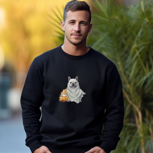 キュートブルフランスのドッグ幽霊パンプキンハロウィーン スウェットシャツ
