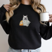 キュートブルフランスのドッグ幽霊パンプキンハロウィーン スウェットシャツ