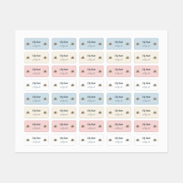 キュートブルフランスのドッグ新学期レインボー ラベル