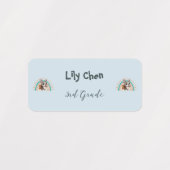 キュートブルフランスのドッグ新学期レインボー ラベル (デザイン1)