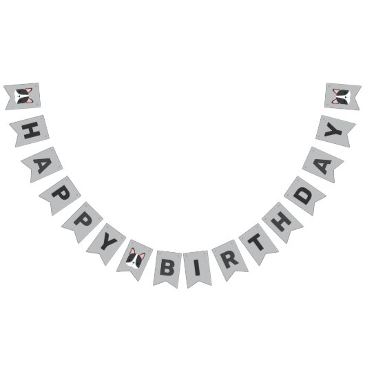 キュートブルフランスのドッグ誕生日 バンティングフラッグ (全)