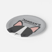 キュートブルフランスのドッグ誕生日 ペーパープレート (アングル)