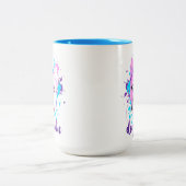 キュートブルフランスのドッグ顔ピンクブルードガホリック ツートーンマグカップ (中央)