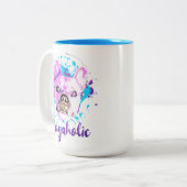 キュートブルフランスのドッグ顔ピンクブルードガホリック ツートーンマグカップ (正面左)