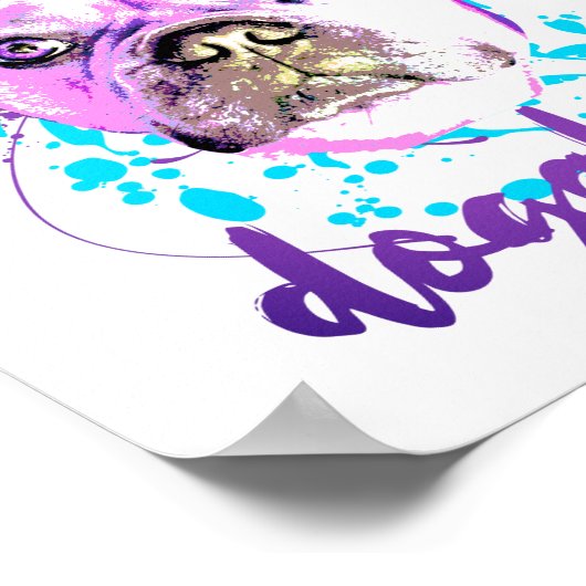 キュートブルフランスのドッグ顔ピンクブルードガホリック ポスター (角)