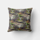 キュートブルフロッグ顔自然パターン クッション (裏面)