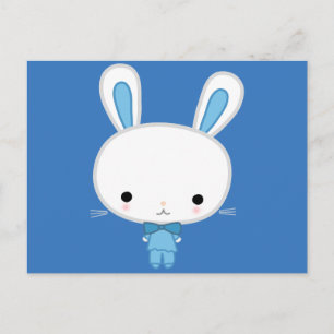 キュートブルーかわいいバニー ポストカード