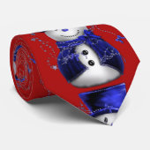 キュートブルーの雪だるまクリスマス ネクタイ (ロール)