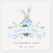 キュートブルーアクアバニーフェスティバルANY AGE誕生日 スクエアシール (正面)