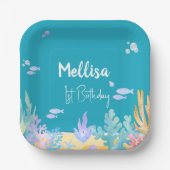 キュートブルーアンダーザシー紙プレート ペーパープレート (正面)