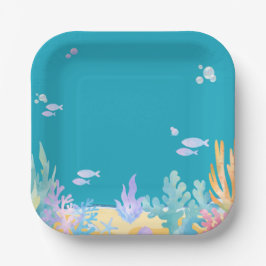 キュートブルーアンダーザシー紙プレート ペーパープレート