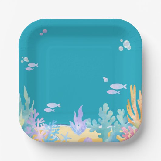 キュートブルーアンダーザシー紙プレート ペーパープレート (正面)