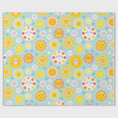 キュートブルーイエローサンシャインラッピング紙 ラッピングペーパー (フラット)