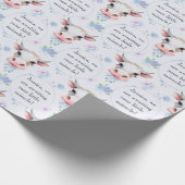 キュートブルーウォーターカラースタイルカウファームアニマル文字 ラッピングペーパー (角)