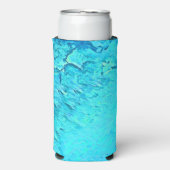 キュートブルーウォーターカラートロピカル海夏テーマ スリム缶クーラー (Seltzer正面)