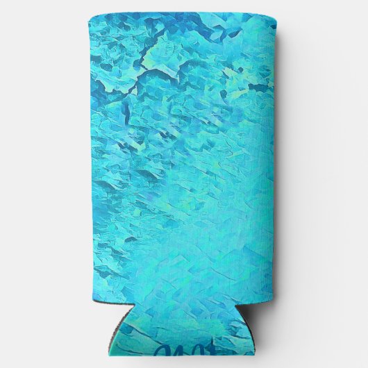 キュートブルーウォーターカラートロピカル海夏テーマ スリム缶クーラー (裏面)