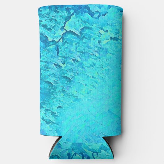 キュートブルーウォーターカラートロピカル海夏テーマ スリム缶クーラー (正面)