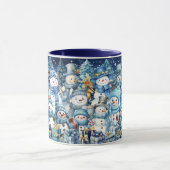 キュートブルーウォーター色雪だるまファミリー マグカップ (中央)