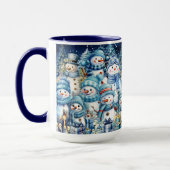 キュートブルーウォーター色雪だるまファミリー マグカップ (左)