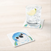 キュートブルーオウム懸命プラスティックコースター スクエアペーパーコースター (インサイチュ)