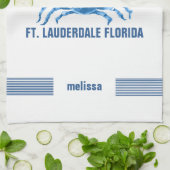 キュートブルーカニハンドウォーターカラーイラストレーション キッチンタオル (折り畳み)