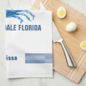 キュートブルーカニハンドウォーターカラーイラストレーション キッチンタオル (四つ折り)