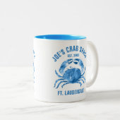 キュートブルーカニ水彩色イラストレーションマグカップ ツートーンマグカップ (正面右)