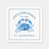 キュートブルーカニ水彩色イラストレーション スタンダードカクテルナプキン (正面)