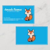 キュートブルーキツネベビーシッティング育児 名刺 (正面/裏面)