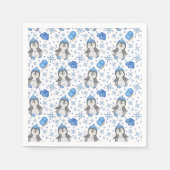 キュートブルークリスマスアイススケートで滑るペンギン スタンダードカクテルナプキン (正面)