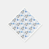 キュートブルークリスマスアイススケートで滑るペンギン スタンダードカクテルナプキン (角)