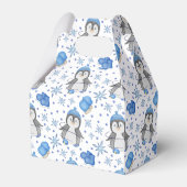 キュートブルークリスマスアイススケートで滑るペンギン フェイバーボックス (正面サイド)