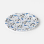 キュートブルークリスマスアイススケートで滑るペンギン ペーパープレート (アングル)