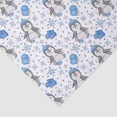 キュートブルークリスマスアイススケートで滑るペンギン 薄葉紙 (詳細)