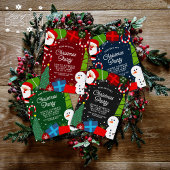 キュートブルークリスマスパーティーサンタ&雪だるま 招待状