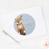 キュートブルークリスマスホリデーアニマルキツネ ラウンドシール (封筒)