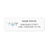 キュートブルークロザラインベビーシャワー差出人住所 ラベル (正面)