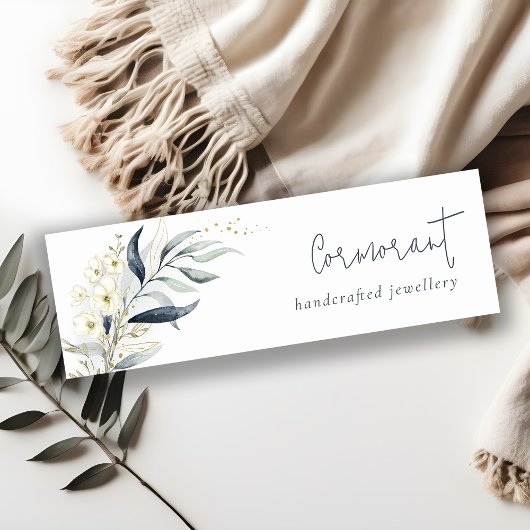 キュートブルーグリーン金ゴールドリービボタニカルフローラ束 スキニー名刺