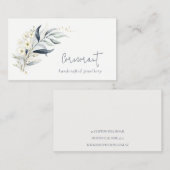 キュートブルーグリーン金ゴールドリービボタニカルフローラ束 名刺 (正面/裏面)