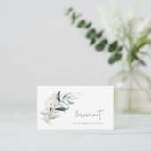 キュートブルーグリーン金ゴールドリービボタニカルフローラ束 名刺 (スタンド正面)