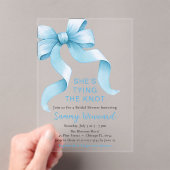 キュートブルーコケットボウブライダルシャワー アクリル招待状 (インサイチュ (ポータブル))