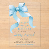 キュートブルーコケットボウブライダルシャワー アクリル招待状 (正面)