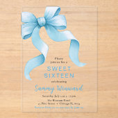 キュートブルーコケットボウSweet sixteen アクリル招待状 (正面)