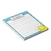 キュートブルーサンシャインスマイル顔from先生 ノートパッド (アングル)