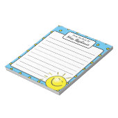 キュートブルーサンシャインスマイル顔from先生 ノートパッド (回転)