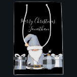 キュートブルーサンタ格言ウィズギフト ミディアムペーパーバッグ<br><div class="desc">パーソナライズされた簡単!フロントに格言あいさつカスタムと受取人の名前が付いた愛らしいサンタデザイン、背中からプレゼントの名前！</div>