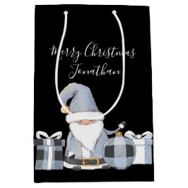 キュートブルーサンタ格言ウィズギフト ミディアムペーパーバッグ