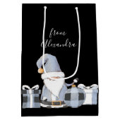 キュートブルーサンタ格言ウィズギフト ミディアムペーパーバッグ (裏面)