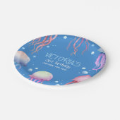 キュートブルーザシークラゲ誕生日 ペーパープレート (アングル)