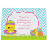 キュートブルーシェブロンイースターバニーイースターエッグ狩り ラージペーパーバッグ (裏面)